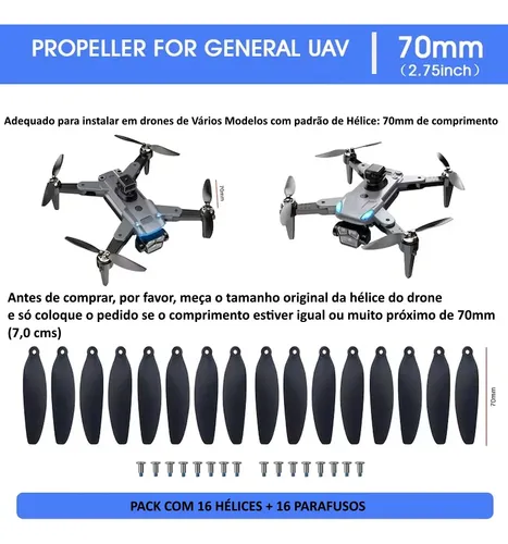 16 Hélices 70mm Drone S 159 /197 /166 /167 /185 Pro /196 /36