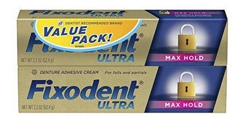 Fixodent Ultra Max, 2.2 Onzas Adhesivo Dental 2 Unidades