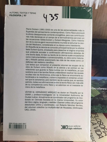 Pierre Duhem Entre Fisica Y Metafísica Víctor Manuel Hernand (Usado)