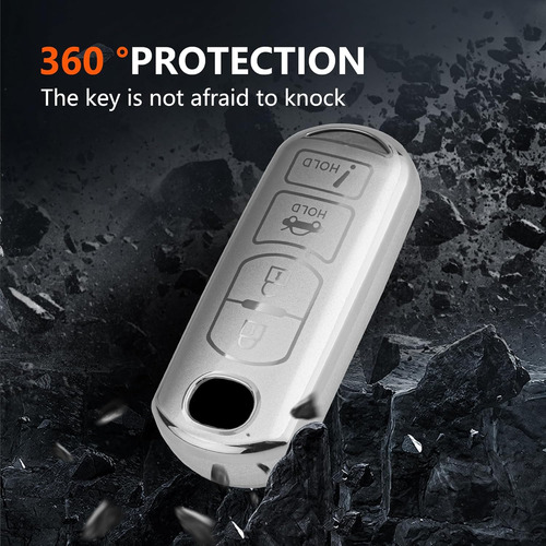 Funda Para Llavero De Plata Pulida Con Llavero Resistente Pa