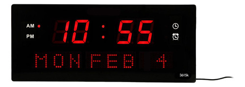 Reloj De Pared Digital Lectura Fácil Gran Número Rojo