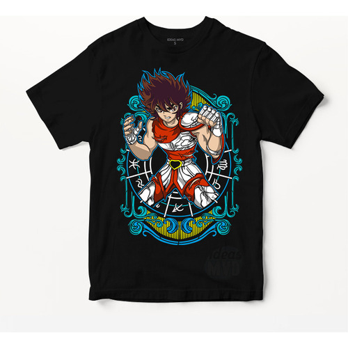 Remera Caballeros Del Zodiaco 001 (negra:) Ideas Mvd