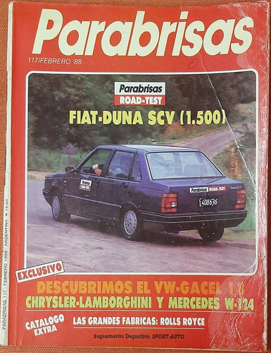 Revista Parabrisas Nº117 Febrero 1988 Fiat Duna Scv