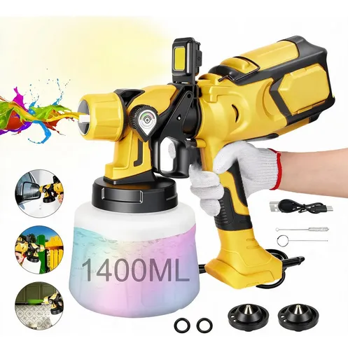 Pistola De Pintura Elétrica Profissional Pulverizador1400ml Amarelo 220v