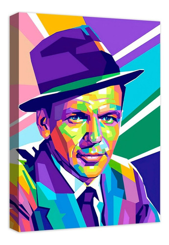 Cuadro Decorativo Canvas Frank Sinatra Geométrico Hd Color Con Bastidor