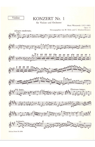 H. Wieniawski: Concerto No.1 In F Minor Op.14, For Violin &