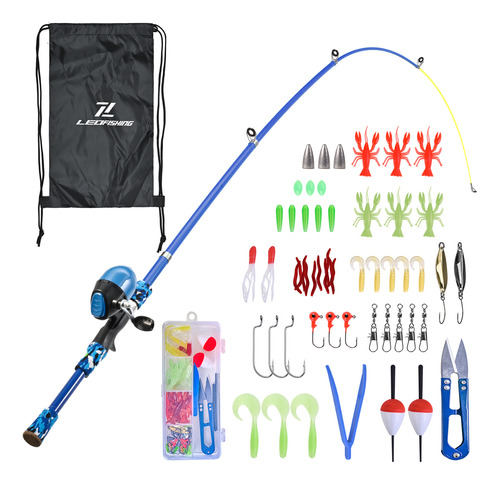 Kit De Cañas De Pescar Con Carrete Rod Kids Spincast Y Para