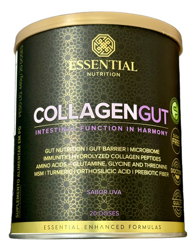 Collagen Gut Lata C/ Msm E Zinco Sabor Uva Essential 440g