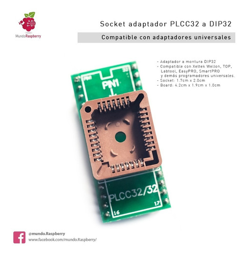 Socket Adaptador A Programador Plcc32 A Dip32 
