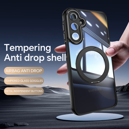 Funda Para Teléfono Samsung A56 A36 A26 A16 A06 5g 4g, Aleación De Aluminio, Protector De Lente Lte, Fuerte Anillo Giratorio Magnético Anticaída