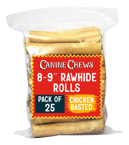 Canine Chews Rollos De Cuero Crudo Criado De Pollo De 8 A 9