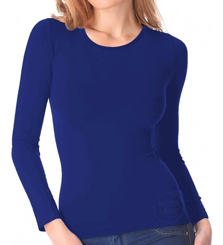 Imagen 3 de 7 de Remera Básica Dama Modal C/ Lycra Manga Larga- Suery