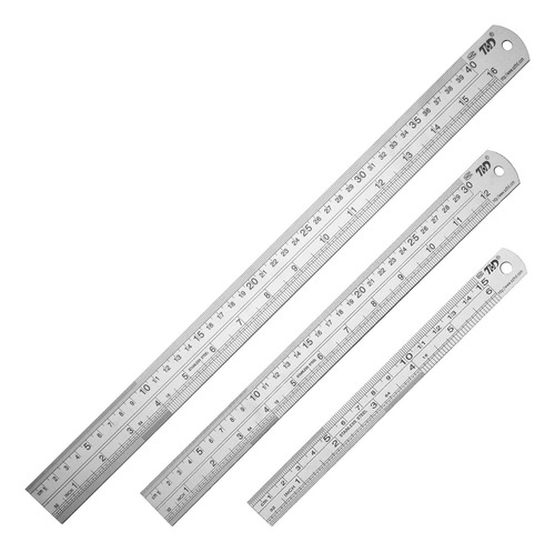 3pcs Pro Regla De Metal De Canto Recto Acero Inoxidable