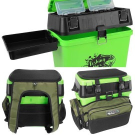 Imagem 4 de 9 de Caixa Mochila Fishing Box Jogá Bolsa Verde Banqueta Camping