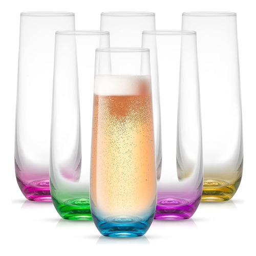 Joyjolt Hue Highball Glasses Set De 6 Vasos Altos. Copas De 