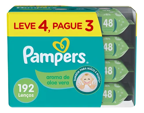 Lenços Umedecidos Pampers Aroma de Aloe Vera, 192 Unidades