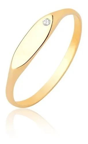 Anel Feminino Tradicional Mindinho Com Pedra Ouro 18k A326