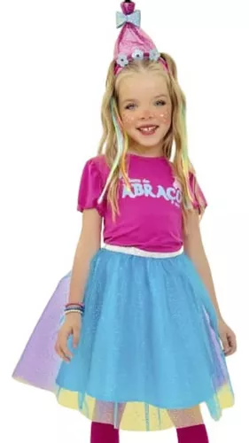 FANTASIA PRINCESA TROLLS POPPY VESTIDO TEMATIC INFANTIL LUXO