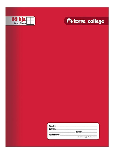 Cuaderno College Liso 80 Hj Mat 7mm (cuadro Grande) - 5 Uni