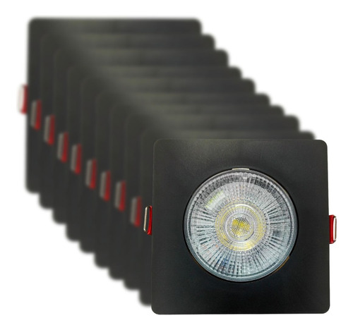 Kit 12 Spot Led Authentic Preto Direcionável Embutir 5w 6500 Cor Branco-frio 110v/220v