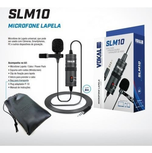 Imagem 7 de 7 de Microfone Condensador Lapela Vokal Slm10 Para Celular C/ Fio
