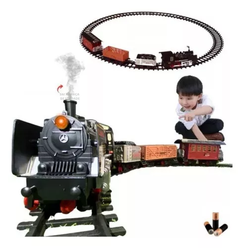 Trem de brinquedo realista n7me, com flash, simulação de trem elétrico sem  fio, presente para bebês e crianças / Modelos e veículos de brinquedo