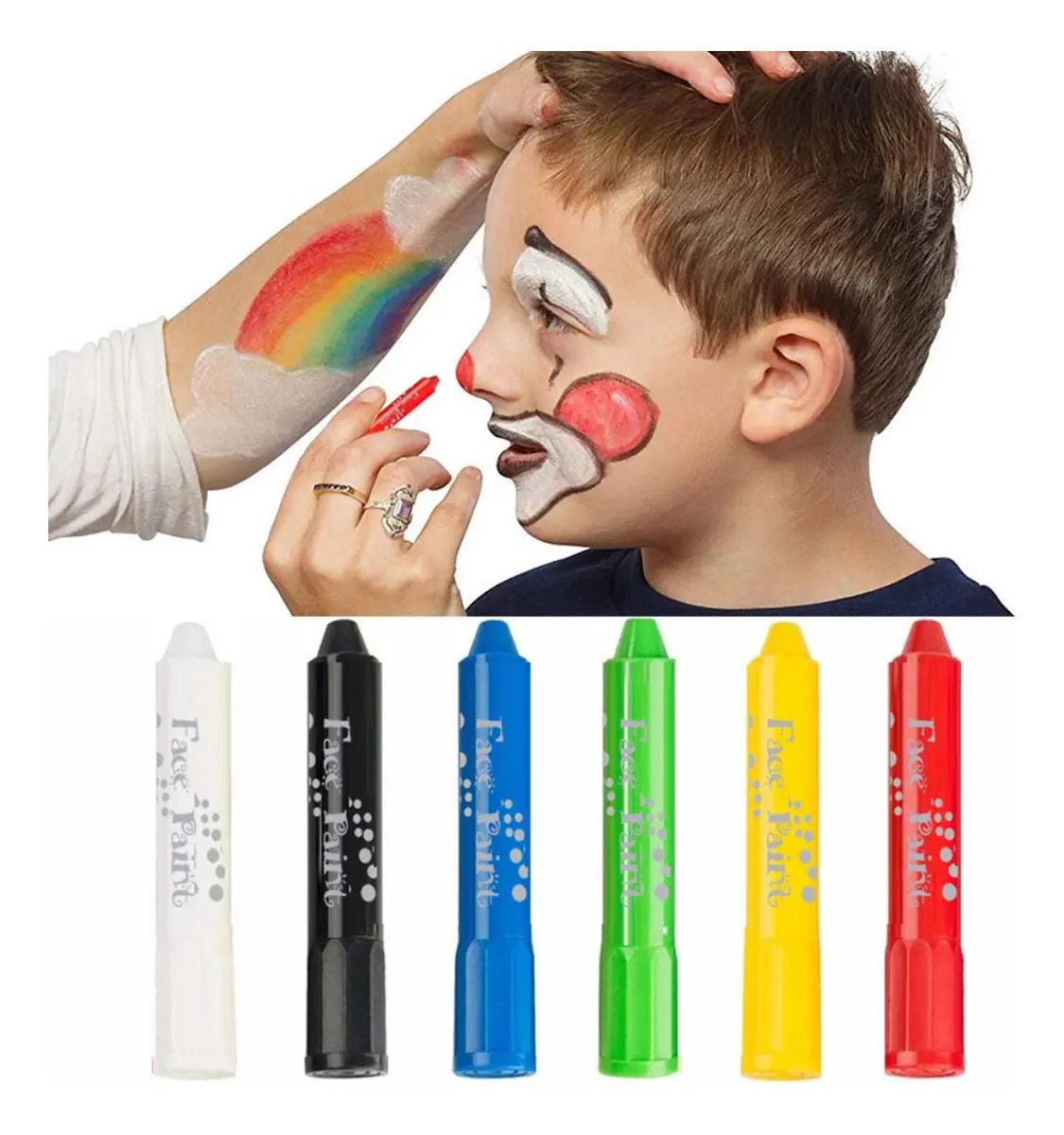 Kit 6 Cores MD800 Para Pintura Facial Tinta Guache Corporal