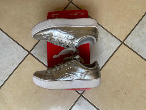 Tenis Puma Vikky Plataforma 23.5 Plata