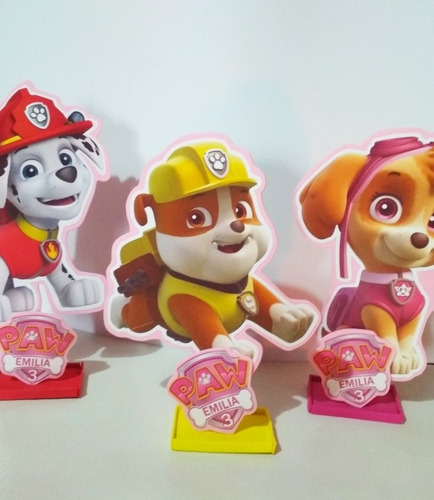 X4 Centros De Mesa Patrulla Canina Paw Patrol Papel Goma Eva