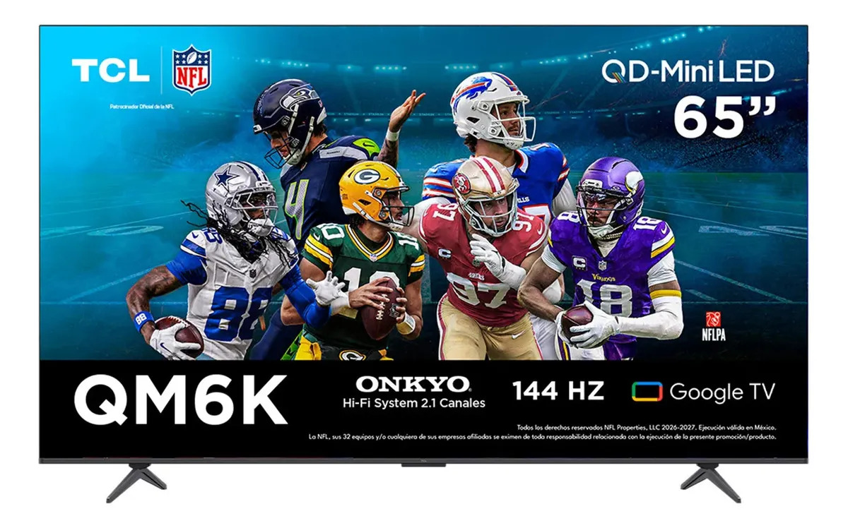 Pantalla 65" 2025 TCL qd-mini led 4k hdr google tv qm6k
