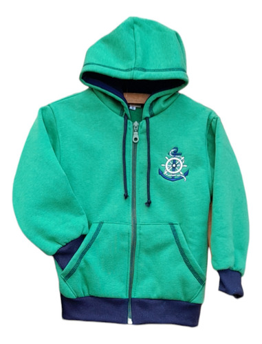 Campera Tiki Felpa Niño Infantil Verde Talles 2 Al 10