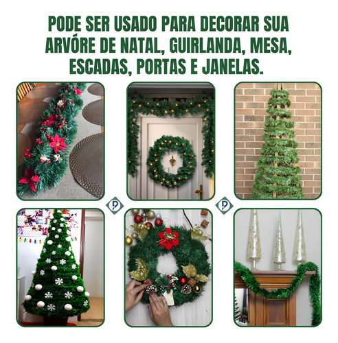 Kit 4 Festão Verde Escuro Decoração De Natal De 2 Metros
