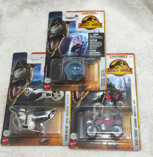 Matchbox Jurassic World Pack De 3 Vehículos Varios
