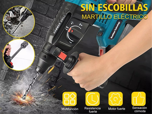 Rotomartillo Inalámbrico Taladro Sds-plus 4000w Con 2 Batería