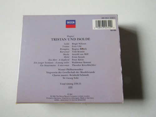 Cd:tristan E Isolda Wagner Decca Alemania (4 Cd) (Usado)