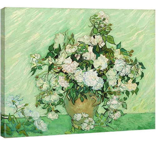Wieco Art Jarrón Con Rosas Rosadas De Van Gogh Flores Pintur