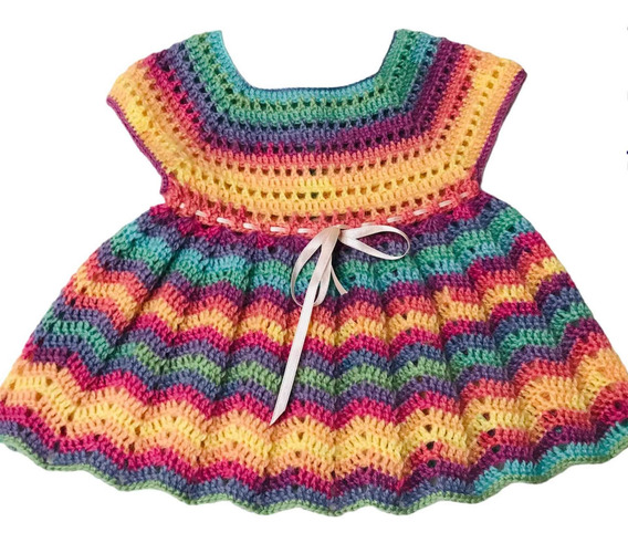 Vestido Tejido Arcoiris Para Bebés | Envío gratis Vestido Tejido Arcoiris Para Bebés | Envío gratis