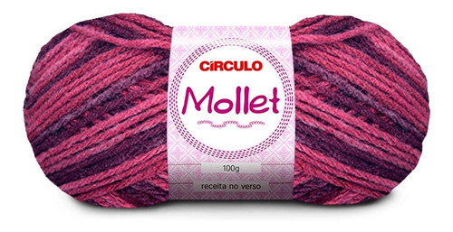 Lã Mollet Círculo Cor Mesclada 100g Vinho - 9213