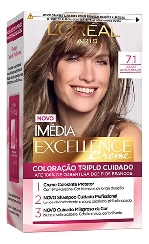 Coloração Imédia Excellence Creme L'Oreal 7.1 Louro Acinzentado