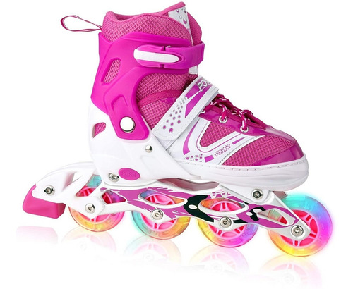Imagen 3 de 5 de Patines Lineales Ajustable D Niñas + Set D Protección 2 En 1