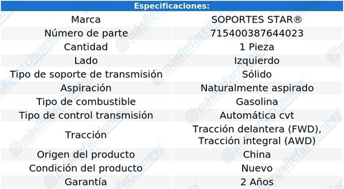 Soporte Transmisión Cvt Izquierdo Lancer L4 2.0l 08-15