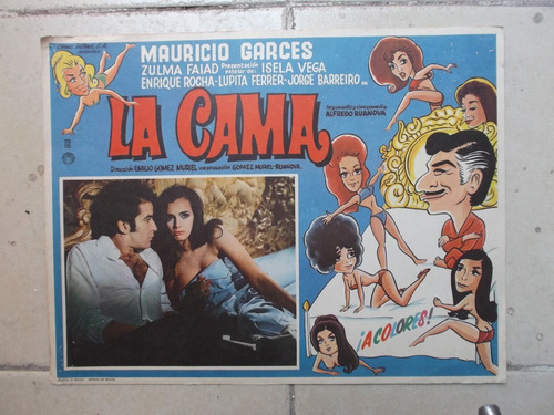 Vintage Raro Lobby Card Mauricio Garces En La Cama