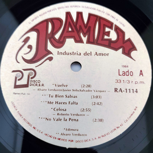 Industria Del Amor - Vuelve Lp