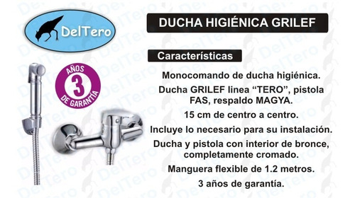 Monocomando Ducha Higiénica Fas Caliente Y Fría 3 Años Gtía