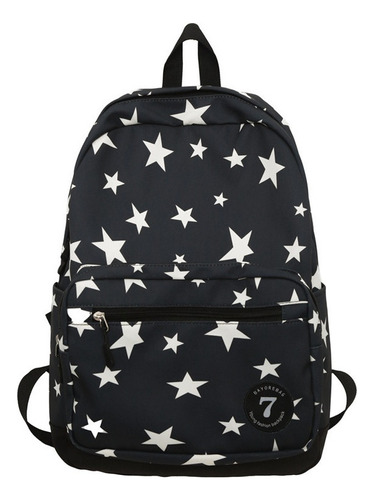 Mochila Escolar For Niñas Con Estampado De Estrellas Pequeñ Color Negro