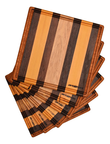 Set De 6 Tablas Artesanales De Maderas Ensambladas 27x27 Cm