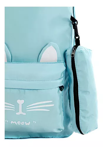 Mochila Feminina Gatinho Moow Com Orelhinhas Escolar Volta As