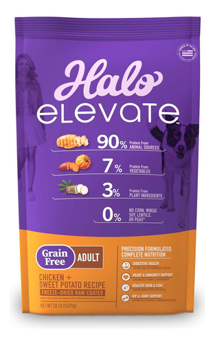Halo Elevate Dry Dog Food, Grain Free Chicken Recipe, 20lb