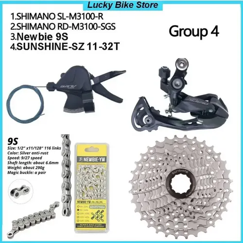 Shimano Alivio M3100 1x9 Groupset Bicycle Kit Sunshine 11-32