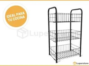Carrito Verdulero Multiuso Negro 3 Niveles Sin Ruedas Fijo